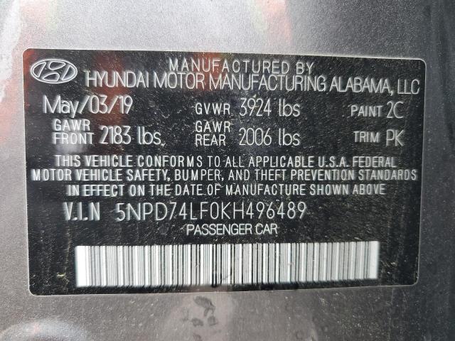 2019 HYUNDAI ELANTRA SE - 5NPD74LF0KH496489