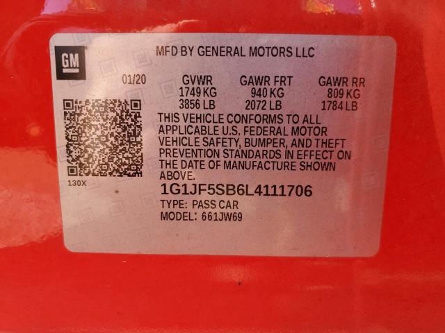 2020 CHEVROLET SONIC PREM - 1G1JF5SB6L4111706