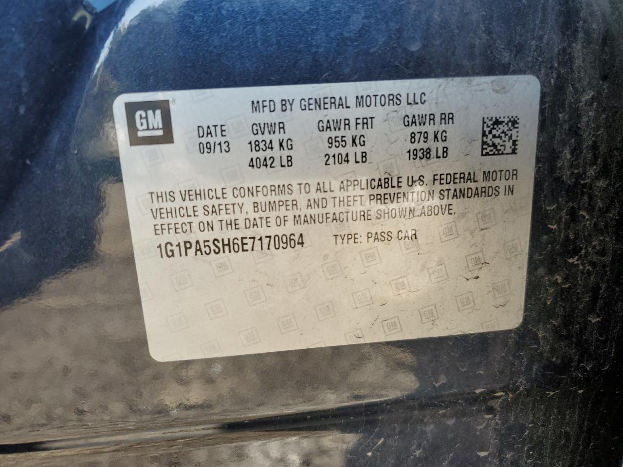 1G1PA5SH6E7170964 2014 Chevrolet Cruze Ls