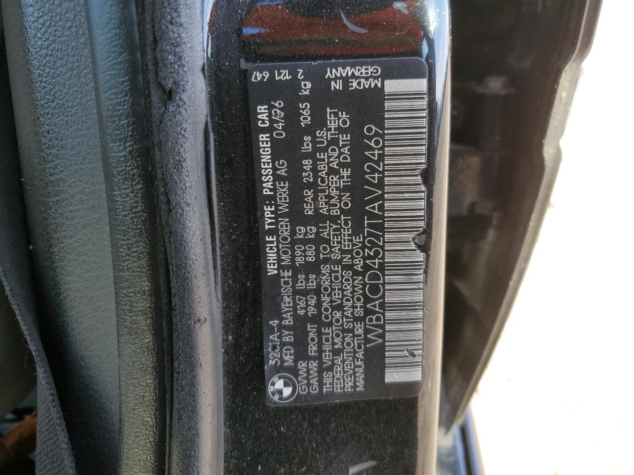 WBACD4327TAV42469 1996 BMW 328 I Automatic