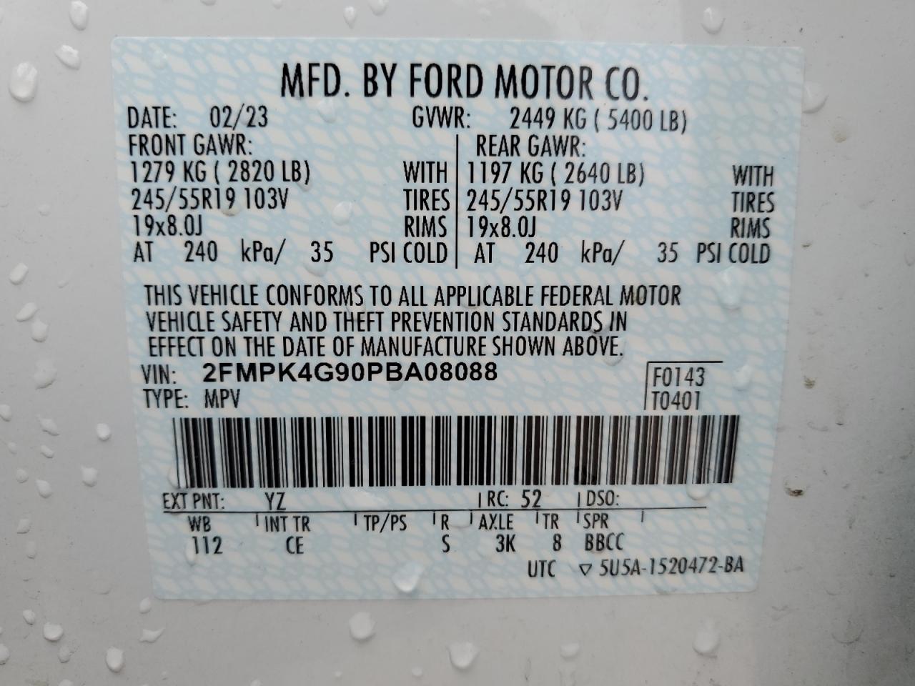 2FMPK4G90PBA08088 2023 Ford Edge Se