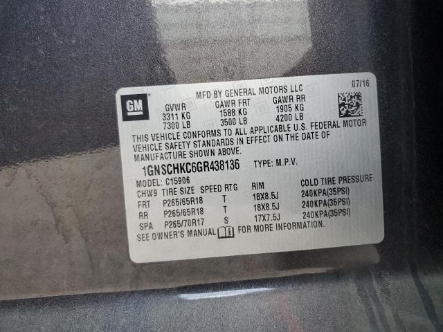 2016 CHEVROLET SUBURBAN 1GNSCHKC6GR438136