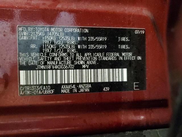 2019 TOYOTA RAV4 LIMIT - JTMN1RFV4KD036702