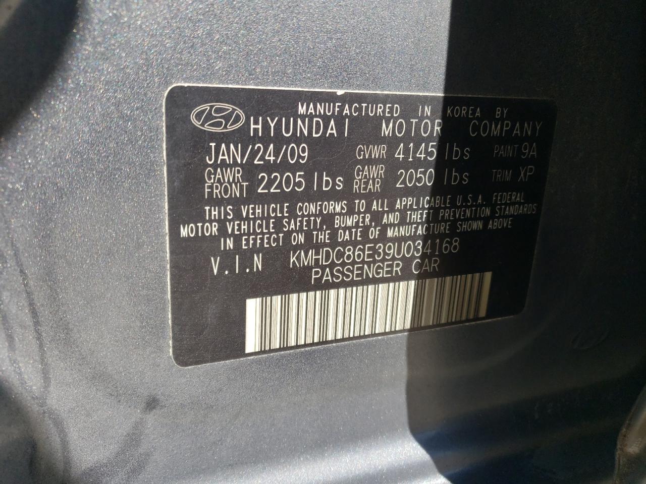 KMHDC86E39U034168 2009 Hyundai Elantra Touring