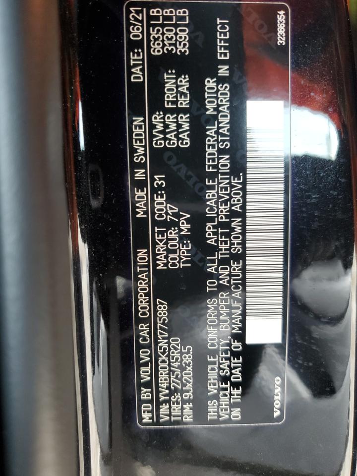 YV4BR0CK5N1775887 2022 Volvo Xc90 T8 Recharge Inscription Express