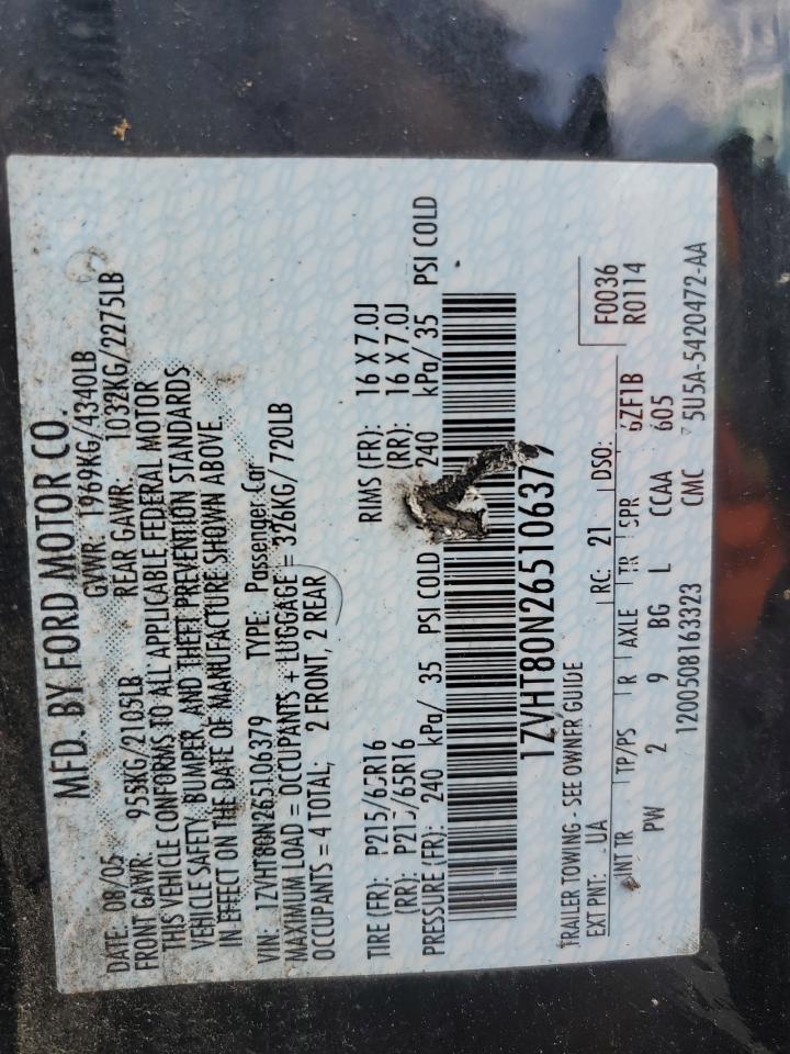 1ZVHT80N265106379 2006 Ford Mustang