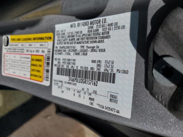 VIN 3FA6P0LU2GR157162 2016 Ford Fusion, Se Hybrid no.13