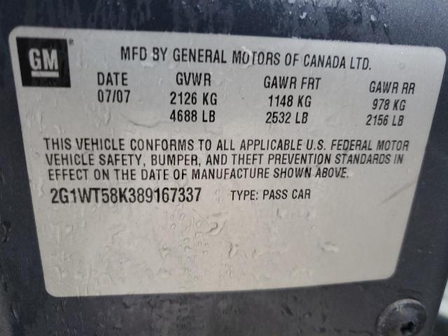 2008 Chevrolet Impala Lt VIN: 2G1WT58K389167337 Lot: 48616134