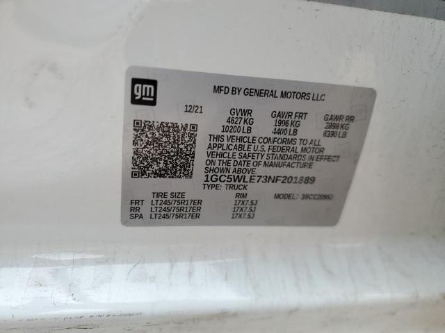 2022 Chevrolet Silverado C2500 Heavy Duty VIN: 1GC5WLE73NF201889 Lot: 45149544