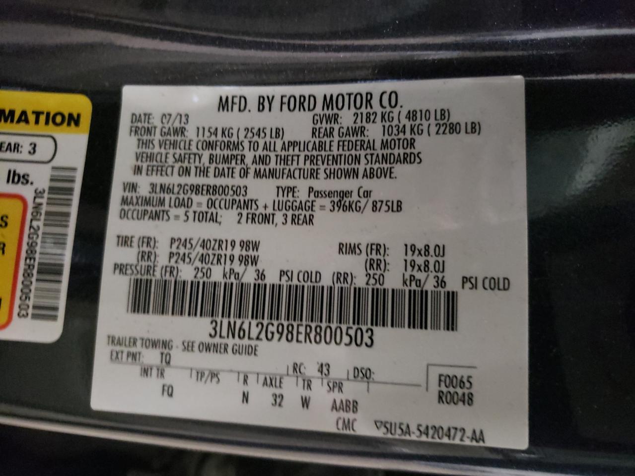 3LN6L2G98ER800503 2014 Lincoln Mkz