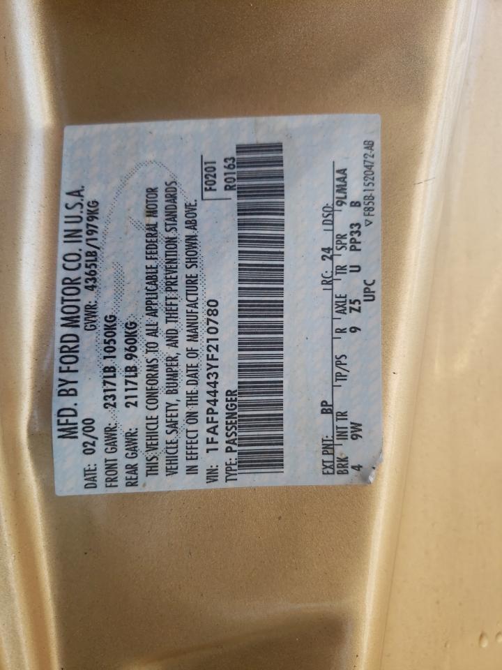 1FAFP4443YF210780 2000 Ford Mustang