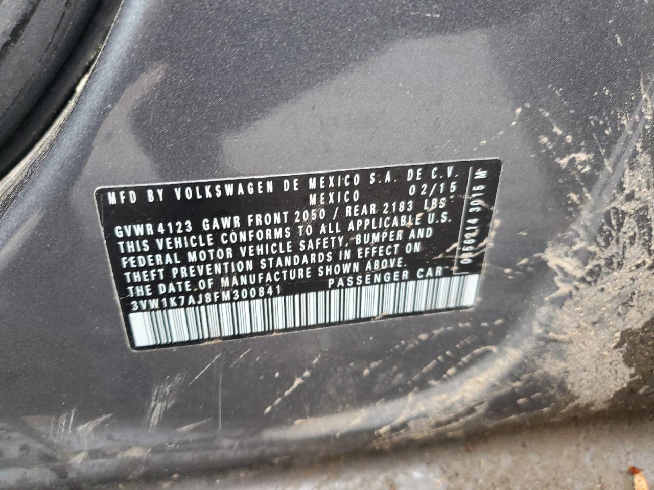 3VW1K7AJ8FM300841 2015 Volkswagen Jetta Base