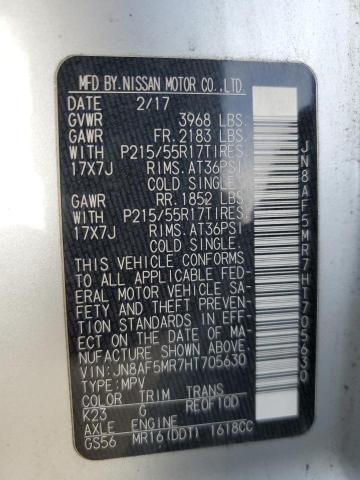 2017 NISSAN JUKE S - JN8AF5MR7HT705630