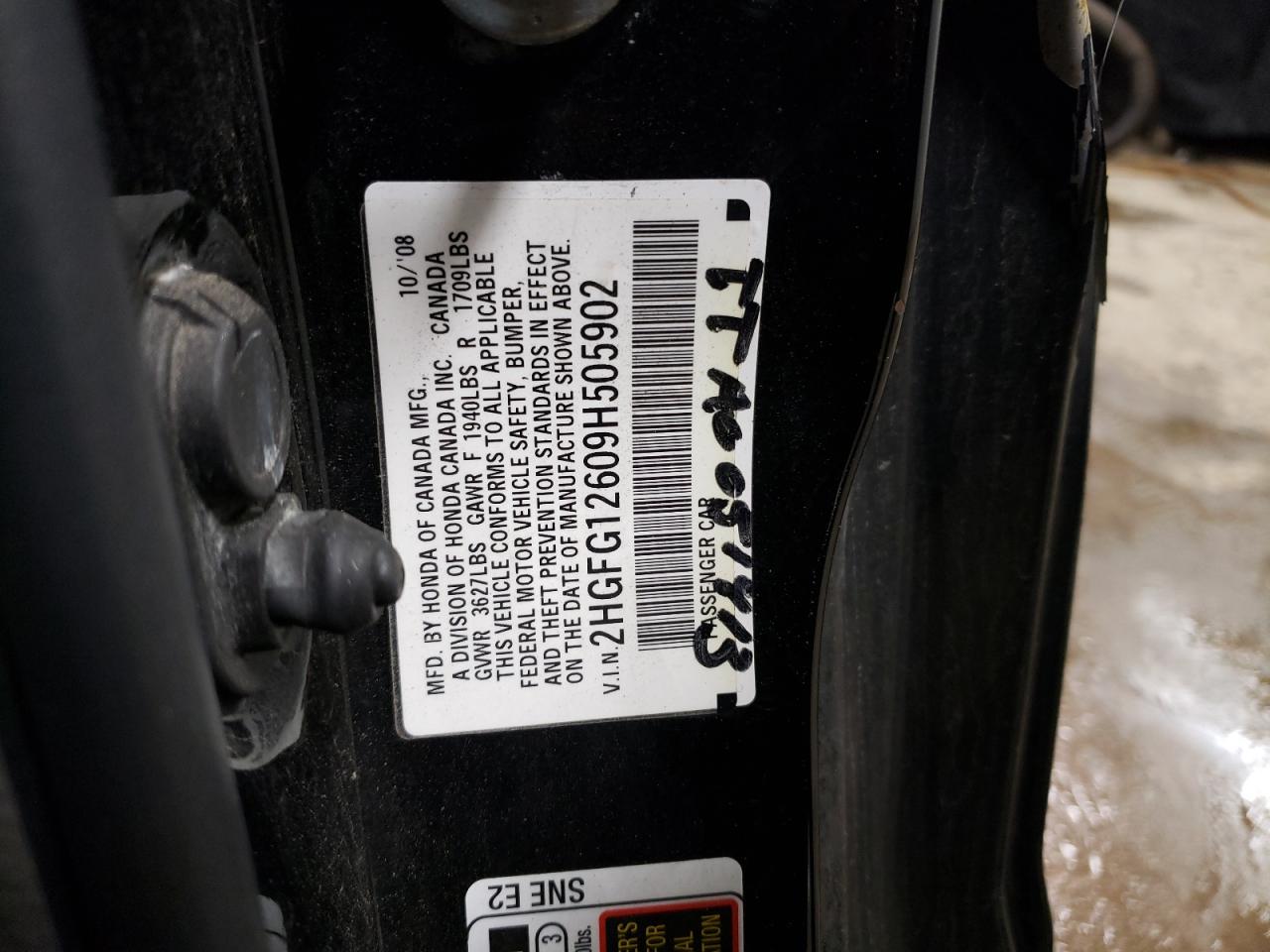 2HGFG12609H505902 2009 Honda Civic Lx