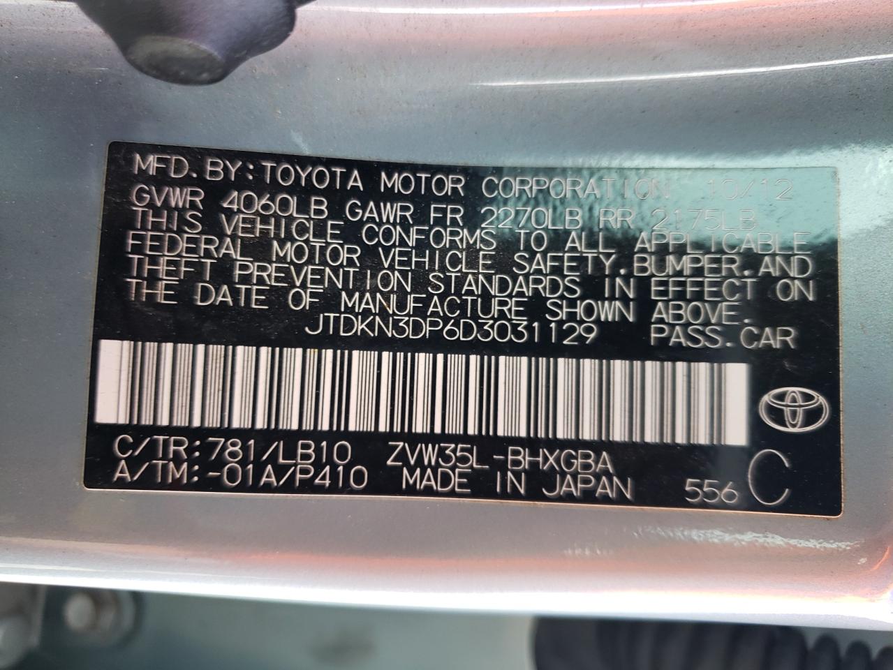 JTDKN3DP6D3031129 2013 Toyota Prius Plug-In