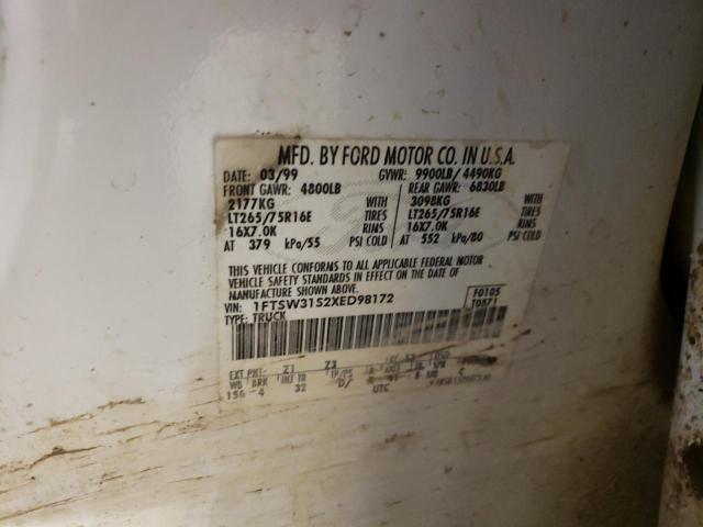 1999 Ford F350 Srw Super Duty VIN: 1FTSW31S2XED98172 Lot: 45504804