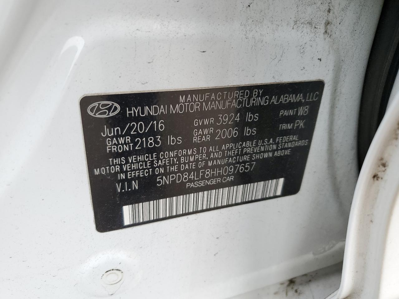 5NPD84LF8HH097657 2017 Hyundai Elantra Se