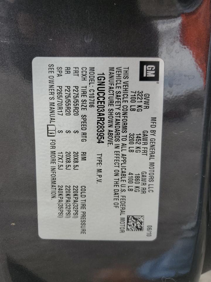 1GNUCCE03AR283954 2010 Chevrolet Tahoe C1500 Ltz