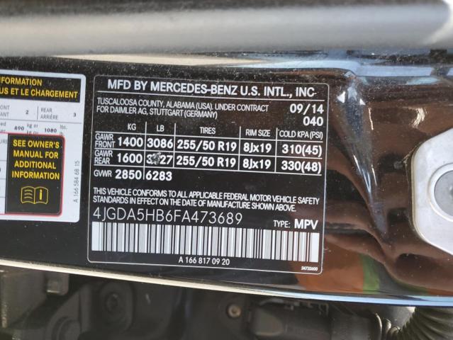 2015 MERCEDES-BENZ ML 350 4MA 4JGDA5HB6FA473689