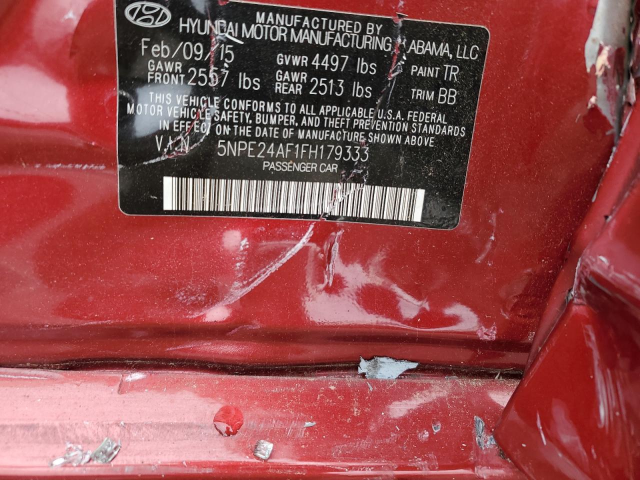 5NPE24AF1FH149333 2015 Hyundai Sonata Se