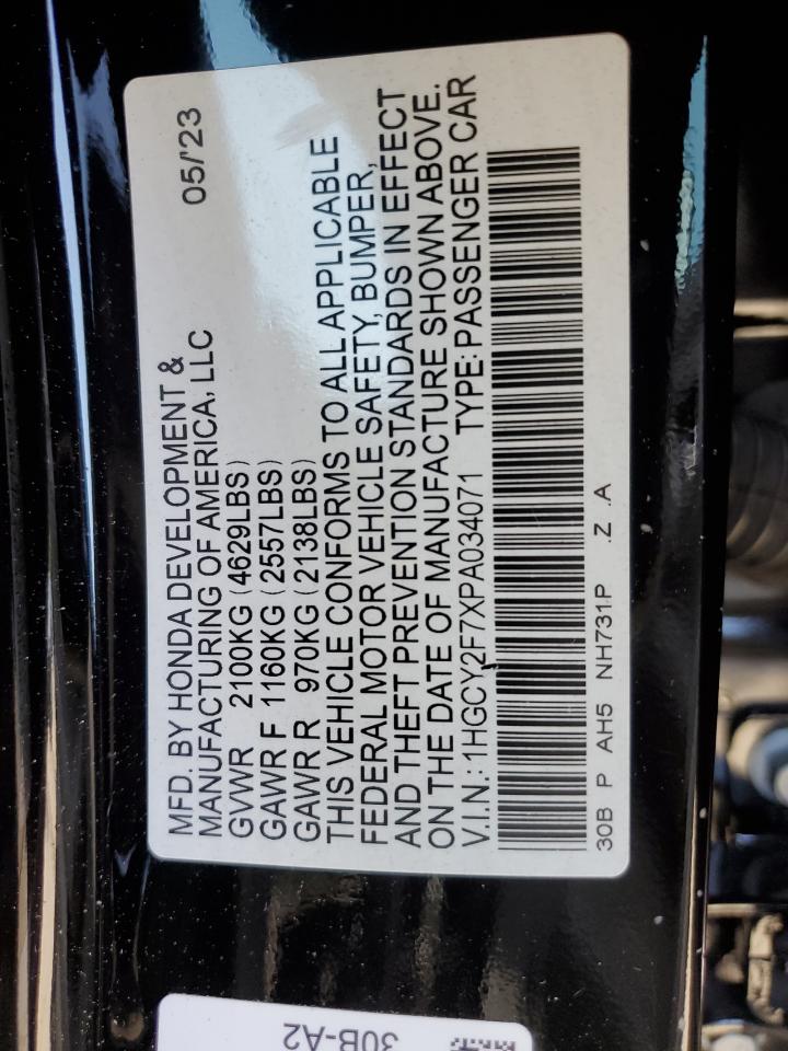 1HGCY2F7XPA034071 2023 Honda Accord Hybrid Sport-L