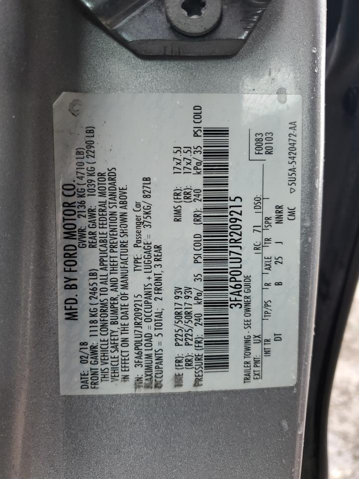 3FA6P0LU7JR209215 2018 Ford Fusion Se Hybrid