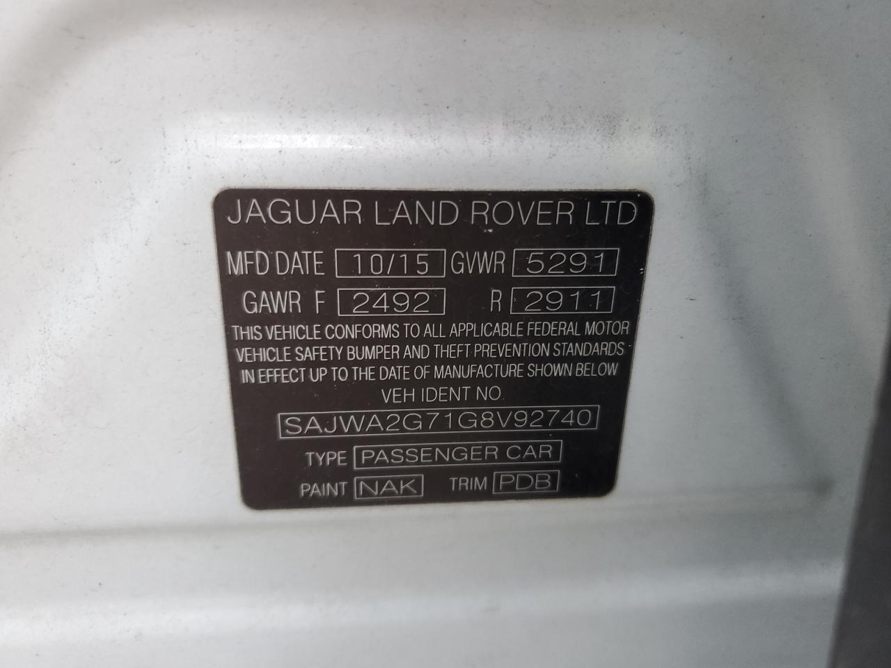 SAJWA2G71G8V92740 2016 Jaguar Xjl Portfolio