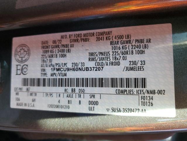 1FMCU9H60NUB37207 2022 FORD ESCAPE - Image 13