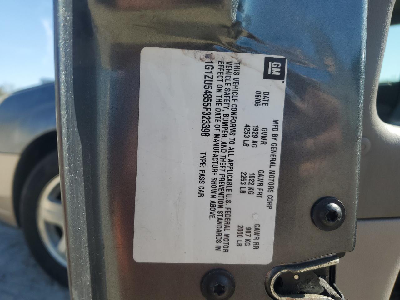 1G1ZU54855F323398 2005 Chevrolet Malibu Lt