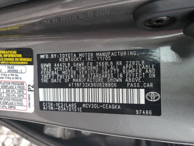 2006 Toyota Camry Le VIN: 4T1BF32K96U628806 Lot: 53650404