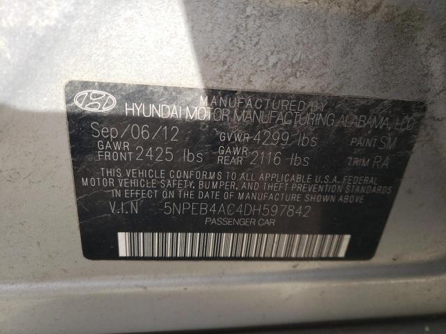 2013 Hyundai Sonata Gls VIN: 5NPEB4AC4DH597842 Lot: 48329724