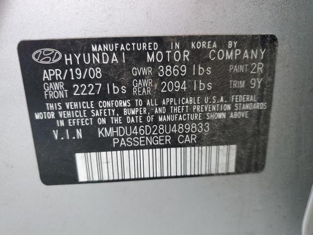 2008 Hyundai Elantra Gls VIN: KMHDU46D28U489833 Lot: 45146484