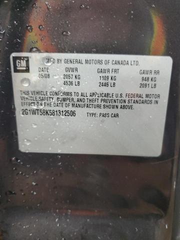 2G1WT58K581312506 2008 Chevrolet Impala Lt