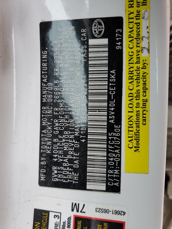 4T1BF3EK0AU522281 2010 Toyota Camry Base