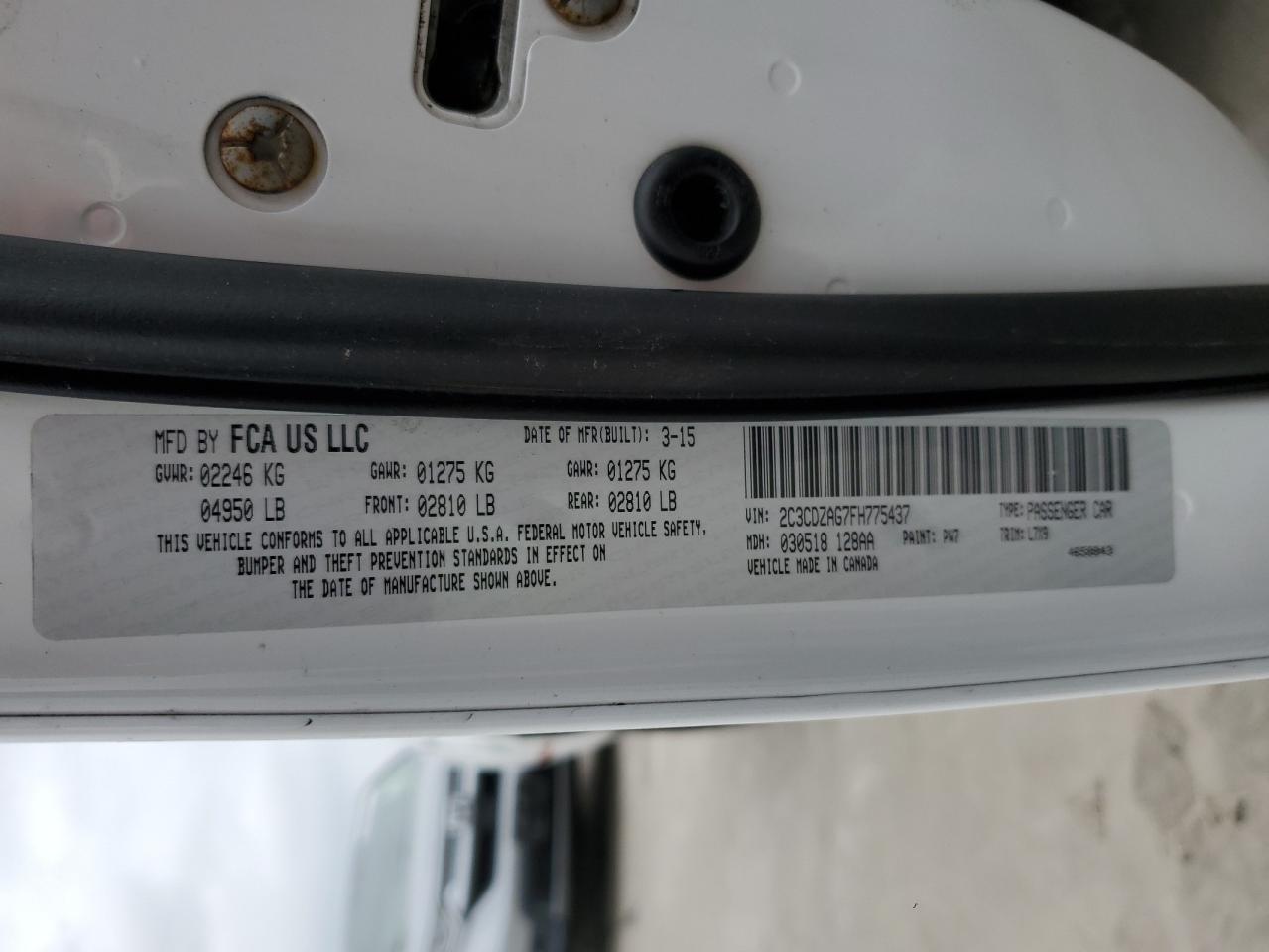 2C3CDZAG7FH775437 2015 Dodge Challenger Sxt