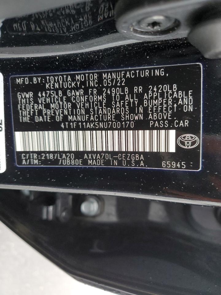 4T1F11AK5NU700170 2022 Toyota Camry Xle