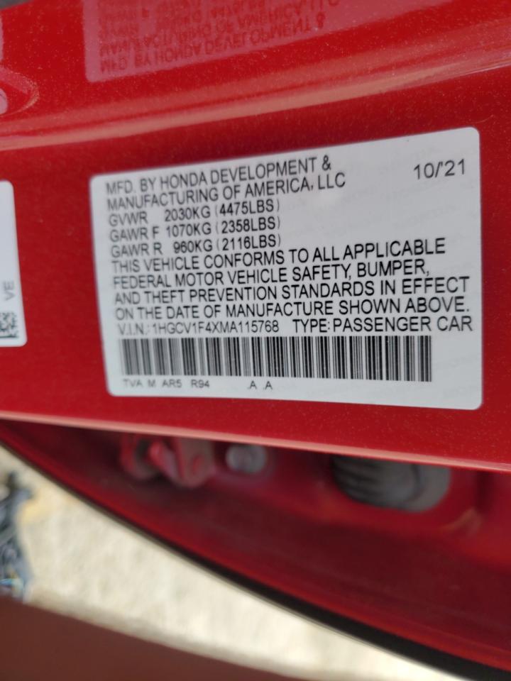 1HGCV1F4XMA115768 2021 Honda Accord Sport Se