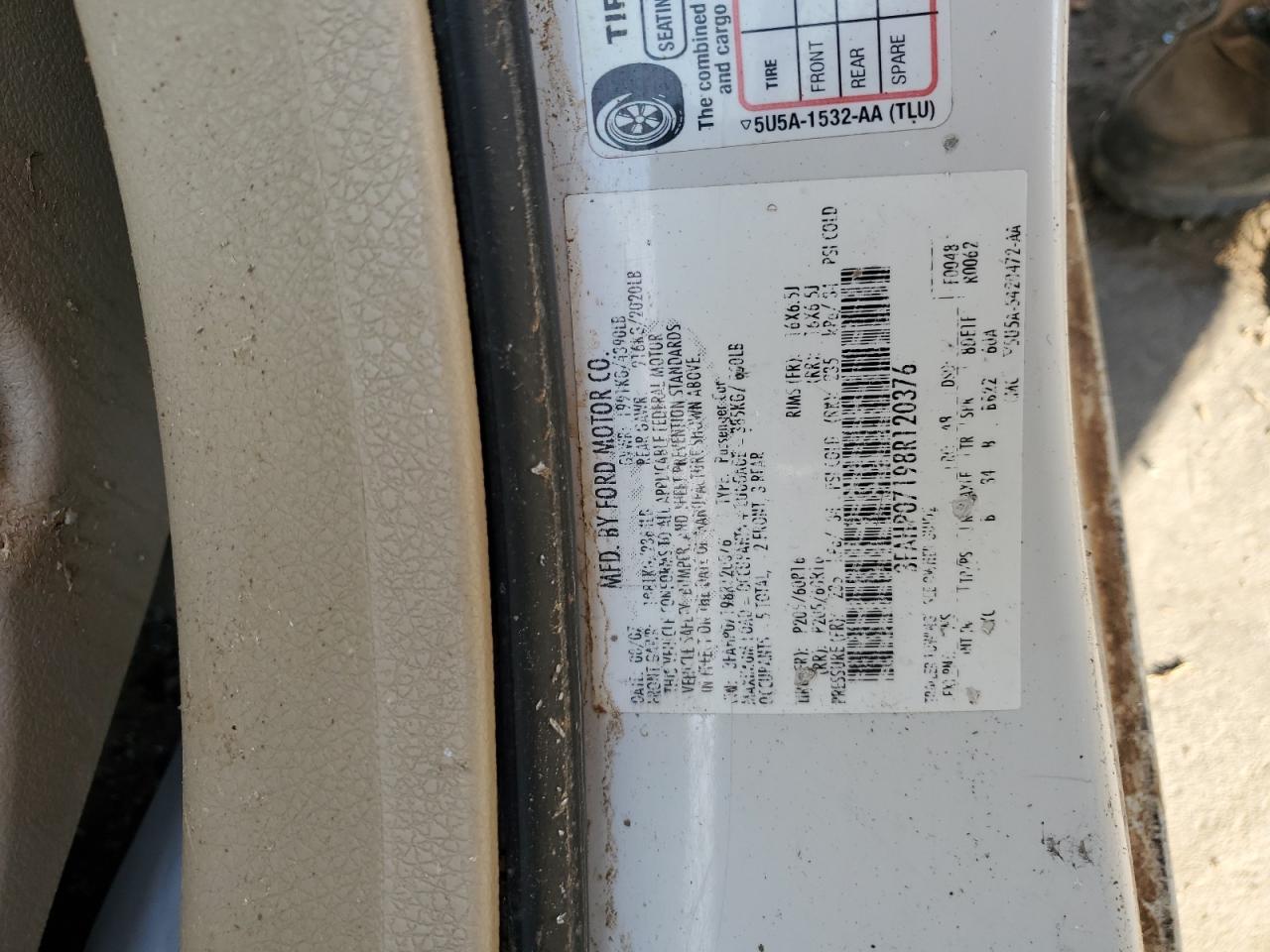 3FAHP07198R120376 2008 Ford Fusion Se