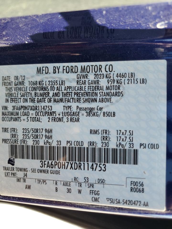 3FA6P0H7XDR114753 2013 Ford Fusion Se