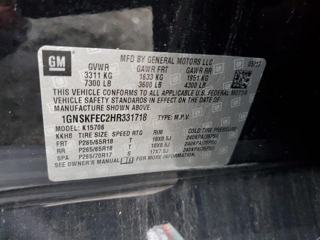 2017 CHEVROLET TAHOE SPEC 1GNSKFEC2HR331718