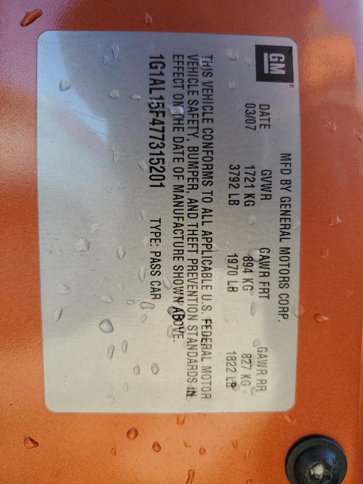 1G1AL15F477315201 2007 Chevrolet Cobalt Lt