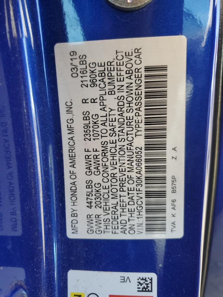 2019 Honda Accord Spo 1.5L(VIN: 1HGCV1F30KA066052