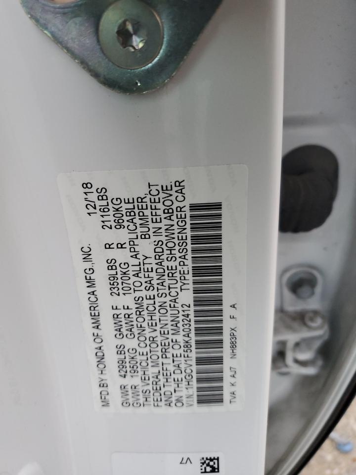 1HGCV1F58KA032412 2019 Honda Accord Exl