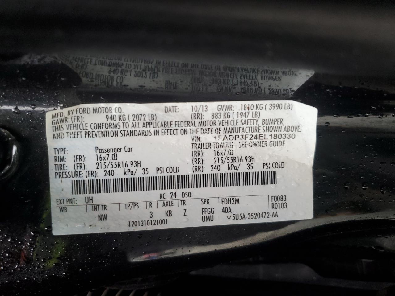 1FADP3F24EL180330 2014 Ford Focus Se