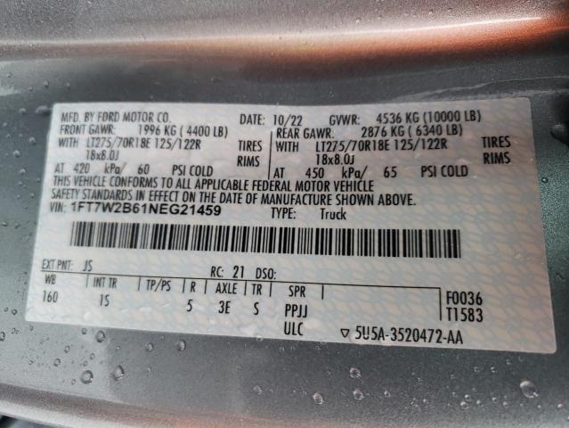 2022 FORD F250 SUPER - 1FT7W2B61NEG21459