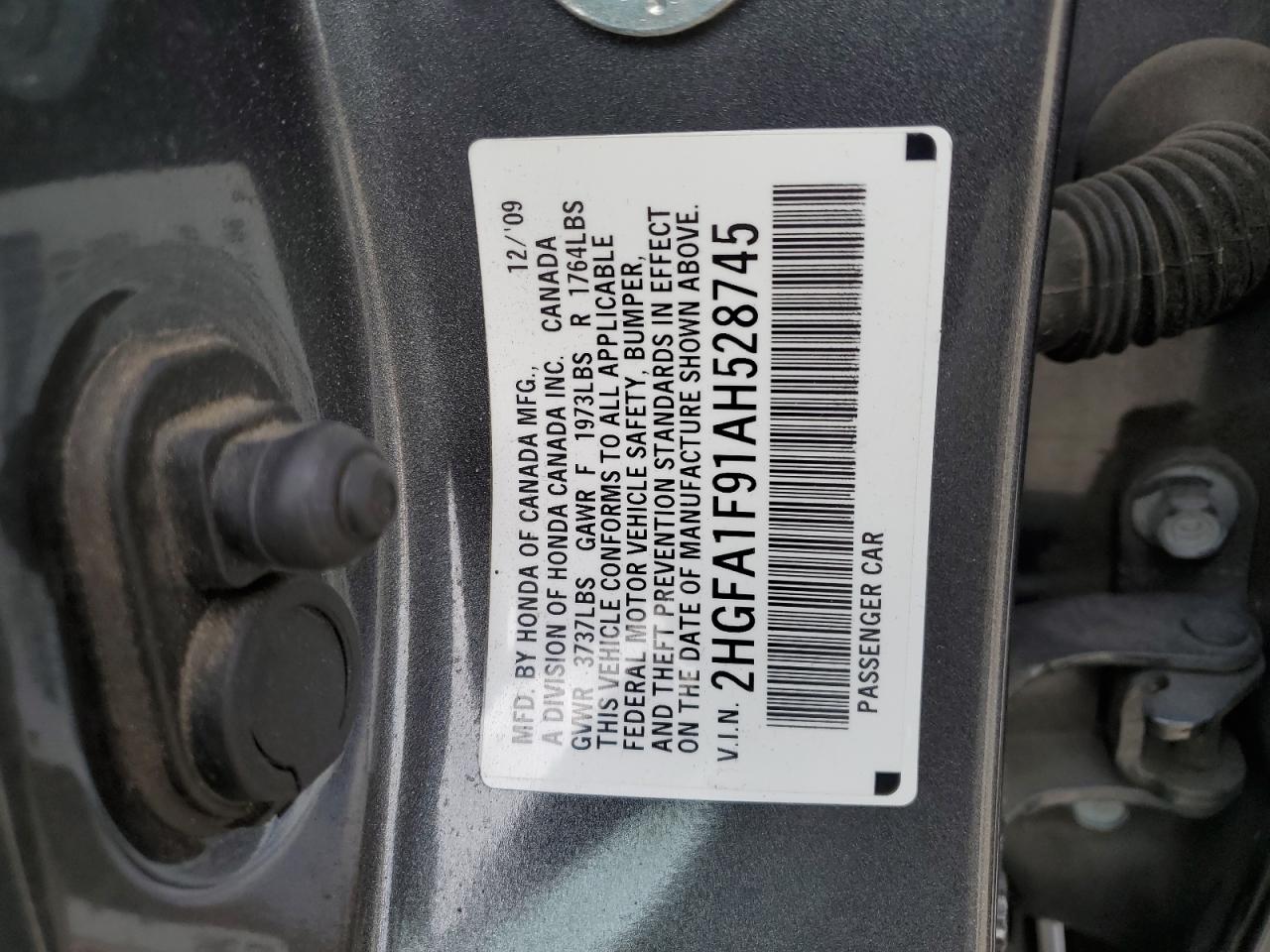 2HGFA1F91AH528745 2010 Honda Civic Exl