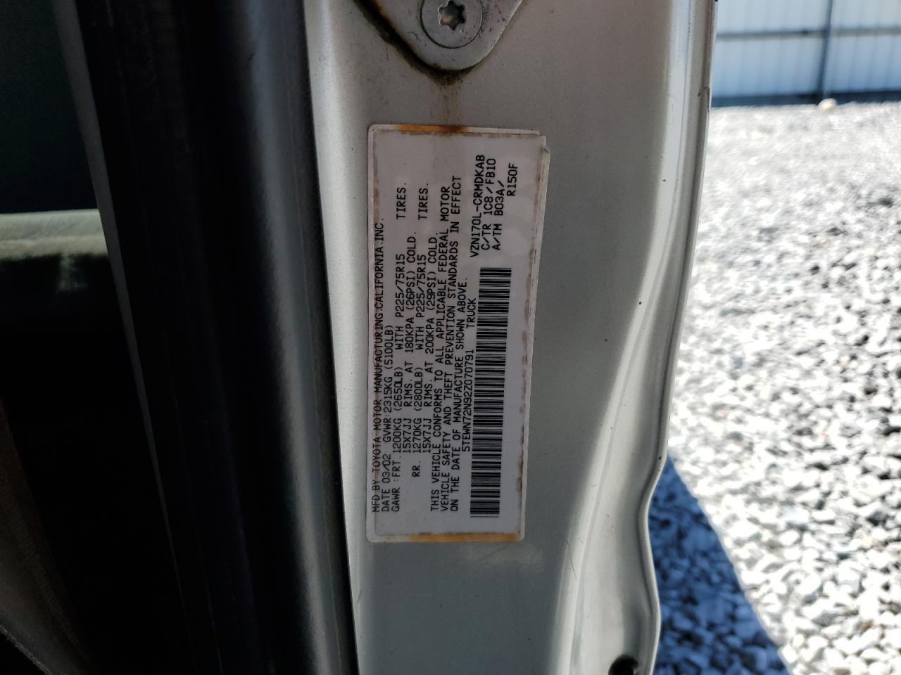 5TEWN72N92Z070791 2002 Toyota Tacoma Xtracab