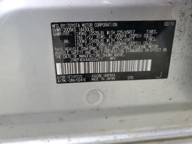 2010 Toyota Rav4 VIN: JTMZF4DV4AD026677 Lot: 45364994