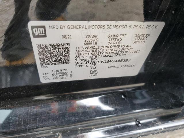 2021 Chevrolet Silverado C1500 Custom VIN: 3GCPWBEK1MG445397 Lot: 47078604