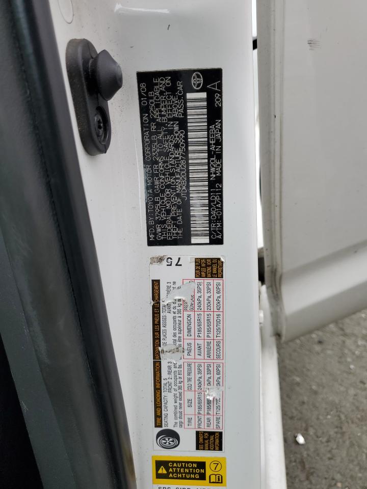 JTDKB20U287750990 2008 Toyota Prius